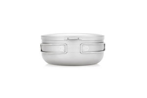 Portable Lightweight Pure Titanium 800ml Silver Gray <b>Sandblasted</b> Lunch Box Compact Nesting Bowls Folding Handle Minimalist - Product Image 3