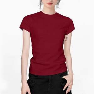 เสื้อยืดคอกลมผ้าฝ้ายสำหรับผู้หญิงขนาด220g ทรงสลิมฟิตสำหรับฤดูร้อน - Product Image 3