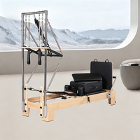Equipo de Pilates de Madera, Plataforma Semi-Altura 2 en 1, Resistente, para Estudios de Yoga y Fitness