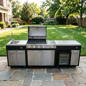 Freely Combined Stainless Steel Modular Design Gas Grill BBQ Island Outdoor Kitchen Cabinet for Gathering Backyard Party