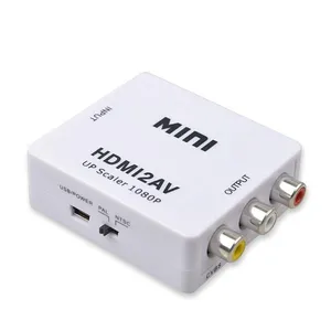 Conversor de áudio e vídeo 1080p 3 Rca Mini Av2hdmi Composto Cvbs 3rca Vga Av Rca para Hdmi Hd Adaptador para HDTV antigo