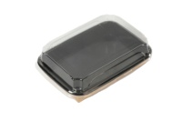 Pochettes d'emballage personnalisées robustes pour supermarché, noires et marron, forme carrée, en papier kraft pour sushis et plats à emporter
