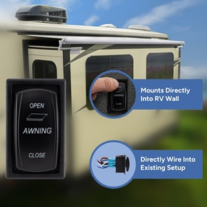 Interruptor basculante para <span class=keywords><strong>toldo</strong></span> de RV con soporte de carcasa, 3 posiciones (ENCENDIDO)-APAGADO-(ENCENDIDO), interruptor momentáneo para autocaravana, 12V/24V, interruptor de palanca de 8 pines - Product Image 6