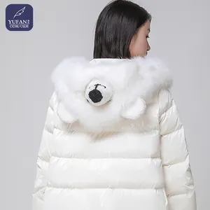 Yufan дамское пуховое пальто с коротким меховым воротником и капюшоном женские зимние пальто парка Женская пузырьковая пуховая куртка женские милые Куртки с медведем
