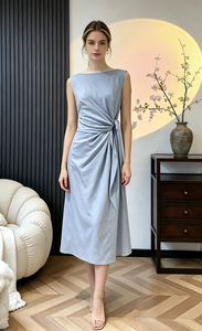 Vestido de Verano 2026 Elegante de <span class=keywords><strong>Boutique</strong></span> al por Mayor para Mujer, Maxi Vestido de Moda Estilizado con Patrón Liso Transpirable y Fruncido para Verano - Product Image 2