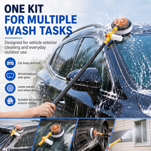 Kit de <span class=keywords><strong>brosse</strong></span> de <span class=keywords><strong>lavage</strong></span> de <span class=keywords><strong>voiture</strong></span> rotative à alimentation hydraulique <span class=keywords><strong>avec</strong></span> distributeur de savon, poignées d'extension et buse de rinçage pour le nettoyage des véhicules - Product Image 3