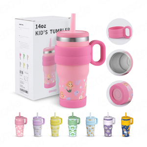 <span class=keywords><strong>Vaso</strong></span> Infantil con Pajita de 14oz, Aislado, de Acero Inoxidable, Antiderrames, con Asa y Pajita, OEM - Product Image 4