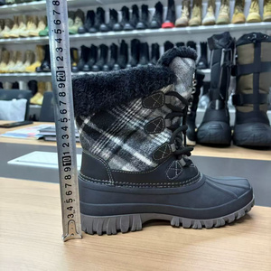 LXG, Bottes <span class=keywords><strong>de</strong></span> <span class=keywords><strong>ski</strong></span> Hua Singh en fourrure synthétique véritable pour régions froides, noir et blanc, tissu à carreaux en flanelle, bottes d'hiver pour la neige <span class=keywords><strong>de</strong></span> 9 pouces, HSK004 - Product Image 6