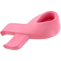 Ballon anti-stress en PU rose en forme de ruban pour la sensibilisation au cancer du sein, vente en gros promotionnelle