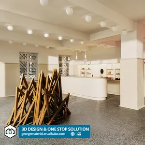 Caractéristique Restaurant Magasin Design d'intérieur Space Planning Services Shop 3D Rendering Floor Plan Construction Drawing