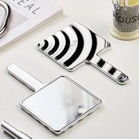Miroir de Maquillage Sublimé à Ondulations d'Eau, Placage UV, à Main, pour Fille, en Plastique Mignon, Miroir Cosmétique HD