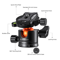 Tête de trépied K&F CONCEPT BH-36L, tête sphérique de 36 mm, poids net 295 g, capacité de charge 16 kg, procédé de moulage sous pression, haute qualité
