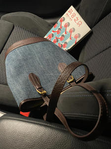 Customize Denim Tote Bag for Women Zipper Closure Handbag Shoulder Bag Daily Essentials Casual <b>Work</b> Stylish with Leather Handle - Product Image 4