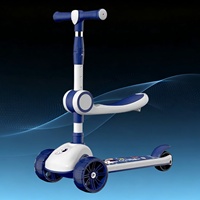Trottinette pliable 2 en 1 pour enfants avec siège amovible, hauteur réglable, roues lumineuses, jouet de balade en plein air pour tout-petits