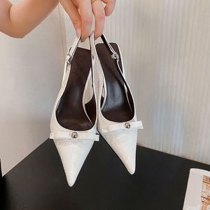 Sandales à bout pointu et nœud motif crocodile pour femme, talons aiguilles noirs sexy - Product Image 3