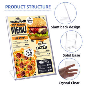 Porte-affiche en plastique transparent A4 vertical en forme de L Cadres photo <span class=keywords><strong>Flyer</strong></span> Présentoir en papier pour bureau - Product Image 3