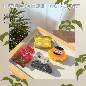 Pinzas para el Cabello Liwu Personalizadas con Frutas y Verduras, Material de Acetato Ecológico, 8cm, Hechas a Mano, para Uso Diario, Estilo Europeo-Americano - Product Image 2