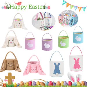 Cubos de Pascua con Orejas de conejo largas y suaves al por mayor, almacenamiento de dulces bonitos para regalo, embalaje portátil, cestas de Pascua de felpa, decoraciones para fiestas - Product Image 6