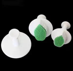 3 Pc Set Rose Leaf Fondant Cake Biscuit Mold Set Lente Embossing Afdrukken Schimmel Bakken Gereedschap