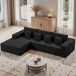 Canapé modulaire sectionnel extensible convertible en forme de L, chaise longue moderne rembourrée, siège profond, canapé-lit en mousse sans armature - Product Image 1