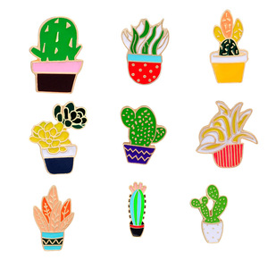 Cartoon Leaf Schöne grüne Topfpflanze Brosche Monstera Kokosnuss baum Emaille Metall Abzeichen Anstecknadel - Product Image 2