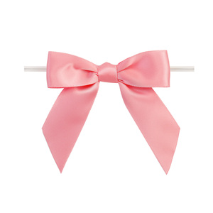 Fabrication <span class=keywords><strong>en</strong></span> usine de 7 nœuds pré-faits <span class=keywords><strong>en</strong></span> <span class=keywords><strong>ruban</strong></span> de polyester satiné rose de 2,5 mm, style boutique, avec attaches torsadées, pour cadeau de la Saint-Valentin - Product Image 1