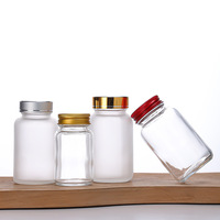 Vente en gros de flacons ronds en verre transparent de 60 à 500 ml pour le stockage des vitamines, avec bouchon en aluminium à vis, vides, pour l'emballage de capsules, de pilules et de comprimés