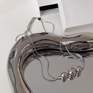 S925 <b>Silver</b> Ball Necklace Women's 405cm Chain Length Everyday Wear Minimalist Style Fine <b>Choker</b> - Product Image 2