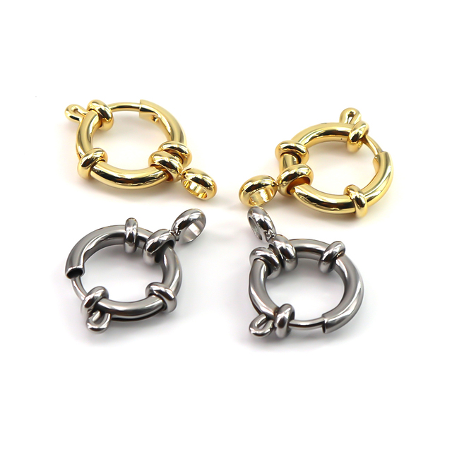 Stainless Steel 18k Gold Plated Round Claw Spring Ring Jewelry Lock Sailor Clasp for Necklace Making DIY Finding