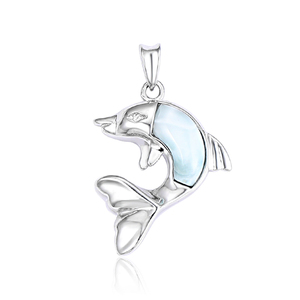 Colgante Larimar de Plata de Ley 925 femenino con brillo azul suave que exuda serenidad y encanto costero - Product Image 5