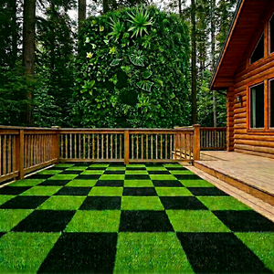 Loseta de Césped Artificial Encastrable de 4.0M de Ancho, Patrón a Cuadros Verde y Negro, Duradera, Fácil Instalación, para Uso en Patios Traseros - Product Image 1