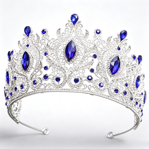 Diadème Rouge Rubis, Tiara Dorée, Coiffe Festive pour les Fêtes, Magnifique Couronne de Noël et de Mariage, Coiffe de Spectacle de Luxe et de Caractère - Product Image 4