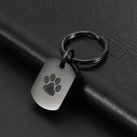 Porte-clés urne funéraire pour animaux de compagnie en acier inoxydable avec empreinte de patte, pendentif remplissable pour cendres, cadeau commémoratif pour propriétaires de chiens et de chats, hommes et femmes
