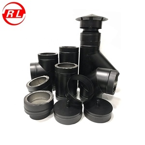 Système de cheminée en acier inoxydable noir isolé pour poêle à <span class=keywords><strong>bois</strong></span> - Product Image 1