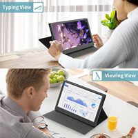 Moniteur portable 11,6 pouces 1366*768 60Hz avec housse de protection en cuir, haut-parleurs intégrés, écran externe pour ordinateur portable, bureau, jeux