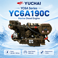 Moteur diesel marin turbo YUCHAI YC6A190C 140 kW 190 CV 1800 tr/min pour bateaux de pêche commerciaux, bateaux de travail et petits navires