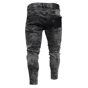 Jeans pour hommes de style européen et américain, nouvelle mode, décontractés, coupe slim, avec fermeture éclair, effet flocon de neige - Product Image 6