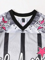 Ensemble de survêtement en maille pour femmes, style hip-hop, avec lettres et numéros personnalisés imprimés, maillot à manches courtes et short, tenue décontractée d'été, streetwear