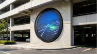 Écran LED circulaire extérieur P3.076 sur mesure, affichage numérique rond pour les campagnes publicitaires, les façades de bâtiments, les lieux publics