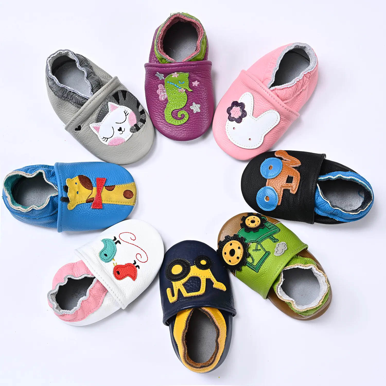 Custom Infant Baby Boys Girls Genuine Leather Toddler Shoes Slip On Indoor Newborn First Walkers Sneaker For 0-24 Mon