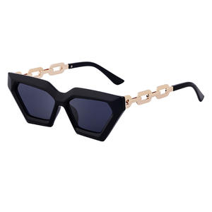 Lunettes de soleil œil de chat style européen et américain, monture en métal noir, protection UV400, pour femme, ZS 98039 - Product Image 3