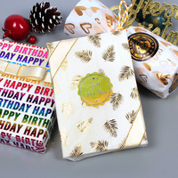 Rouleau de papier de soie d'emballage cadeau de fleur d'estampage à chaud de feuille d'or étanche personnalisé pour l'emballage des vêtements