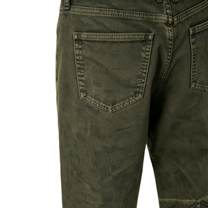 Jean utilitaire rétro taille mi-haute coupe oversize avec multiples poches cargo à rabat, en denim délavé vert olive, pour tenues de travail à jambe large - Product Image 6