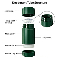 Contenant vide pour stick déodorant AS à remplissage par le bas, 75g 50g, noir vert mat, avec logo personnalisé, emballage vide pour stick solaire