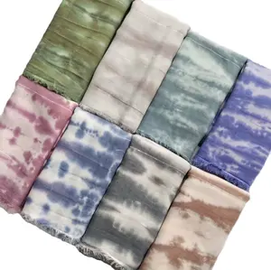 New Scarf 2023 Factory Hand-made tie-dye loop yarn scarf Artistic style long warm shawl rayon cotton blended gauze scarf