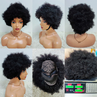 Promo Wig Afro Pendek Keriting Kinky USD10 Dengan Poni Hitam Rambut Asli Alami untuk Wanita Wig Bob