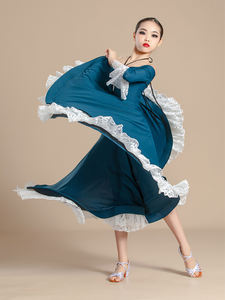 ชุดเต้นรำสมัยใหม่คุณภาพสูงสำหรับเด็กผู้หญิง ชุดเต้นรำมาตรฐานแห่งชาติ ชุดแข่งขันเต้นรำวอลซ์ ชุดฝึกซ้อมสำหรับการสอบศิลปะการเต้นรำ <span class=keywords><strong>กระโปรง</strong></span>ยาว - Product Image 4