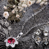 Collier pendentif ovale en argent sterling 925 avec rubis de laboratoire et halo de zircones cubiques, anti-allergie, bijoux fins pour femme, mariage, Wangfu Jewelry