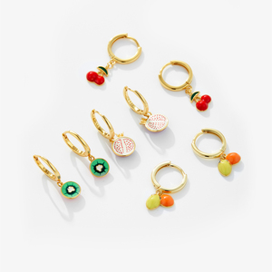 FUAMAY <span class=keywords><strong>2022</strong></span> Tendance Classique Plaqué Or Émail Boucles D'oreilles Orange et Citron Goutte Conception À La Mode Aros Style pour Cadeau - Product Image 1