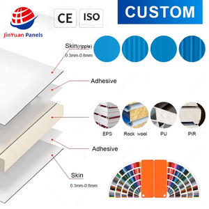 Panel <span class=keywords><strong>de</strong></span> <span class=keywords><strong>Techo</strong></span> Aislante Térmico y Acústico <span class=keywords><strong>de</strong></span> Espuma EPS Azul, Tipo Sándwich, Corrugado, para Casas Prefabricadas, en Oferta - Product Image 5